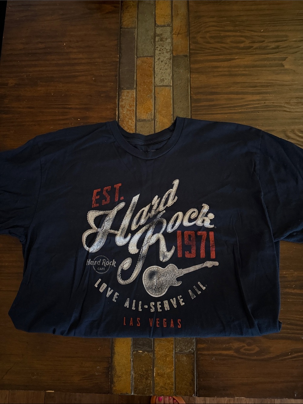 Hard Rock Cafe Navy Kids Short Sleeve Tee with Red & White Graphic